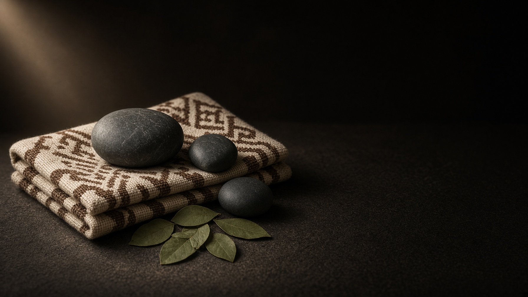 River stones, coca, and an undyed textile